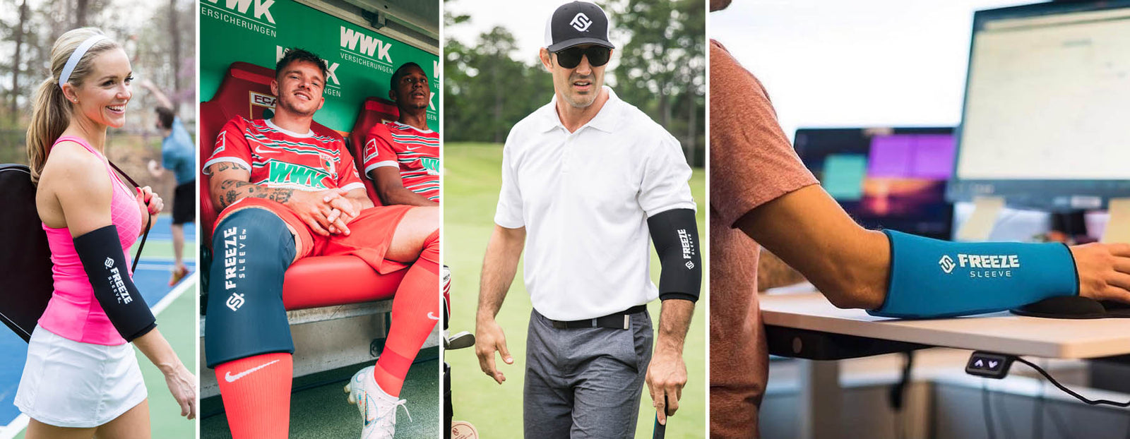 Freeze Sleeve - Revolutionäre Kälte- und Wärmebandagen. Kühlen, Wärmen und Komprimieren für eine perfekte Regeneration und Schmerztherapie bei z.B. Tennisarm, Golfarm, Arthrose, Prellungen, Zerrungen, Verstauchungen und Verspannungen. 